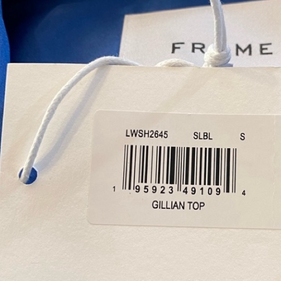 NWT💝FRAME Gillian Silk Collared Puff-Sleeve Top in Slate Blue Size S - Picture 12 of 16